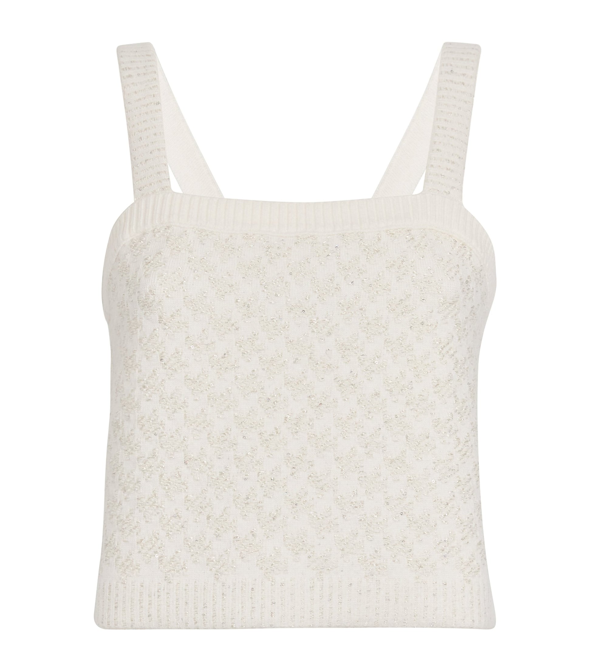 Maje White Tweed-Effect Crop Top