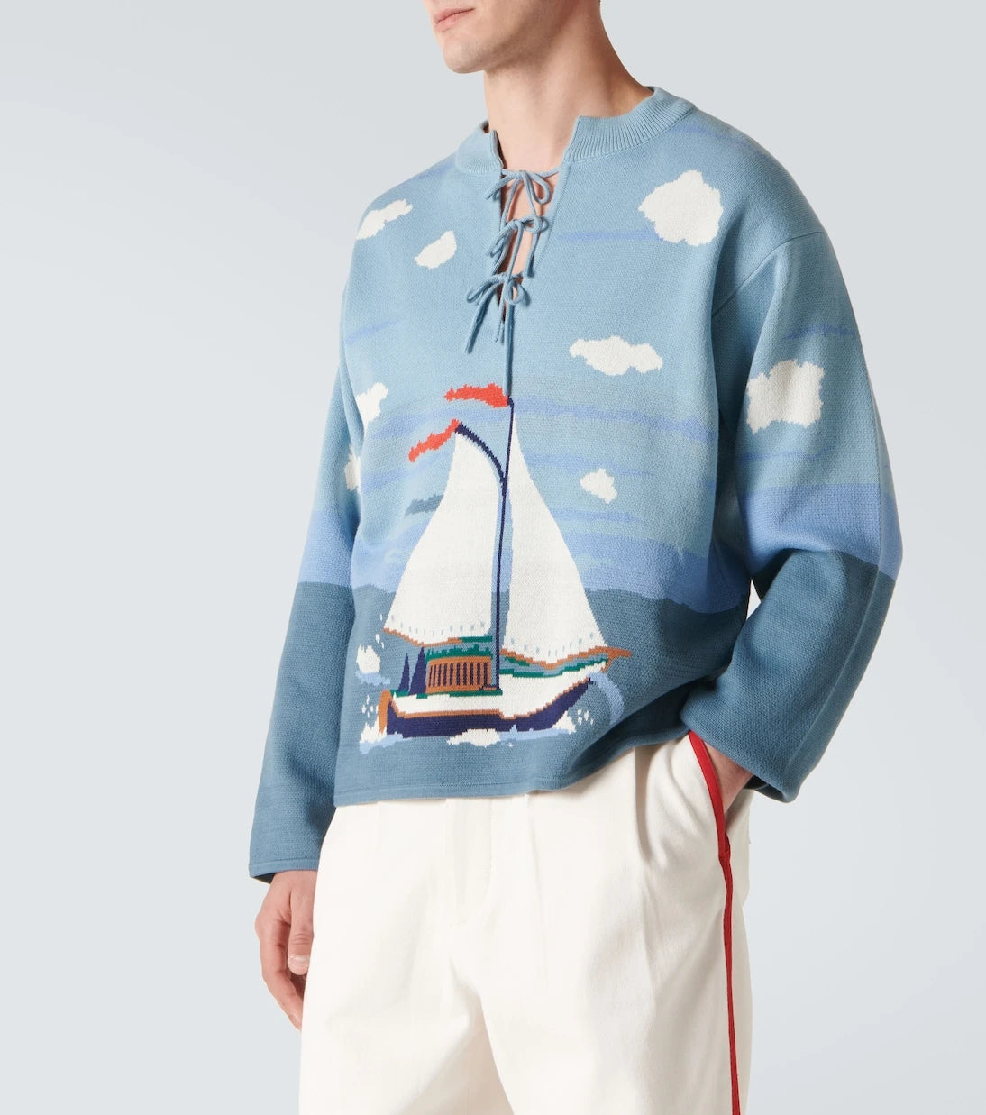 Bode - Pinafore bow-detail cotton jacquard sweater