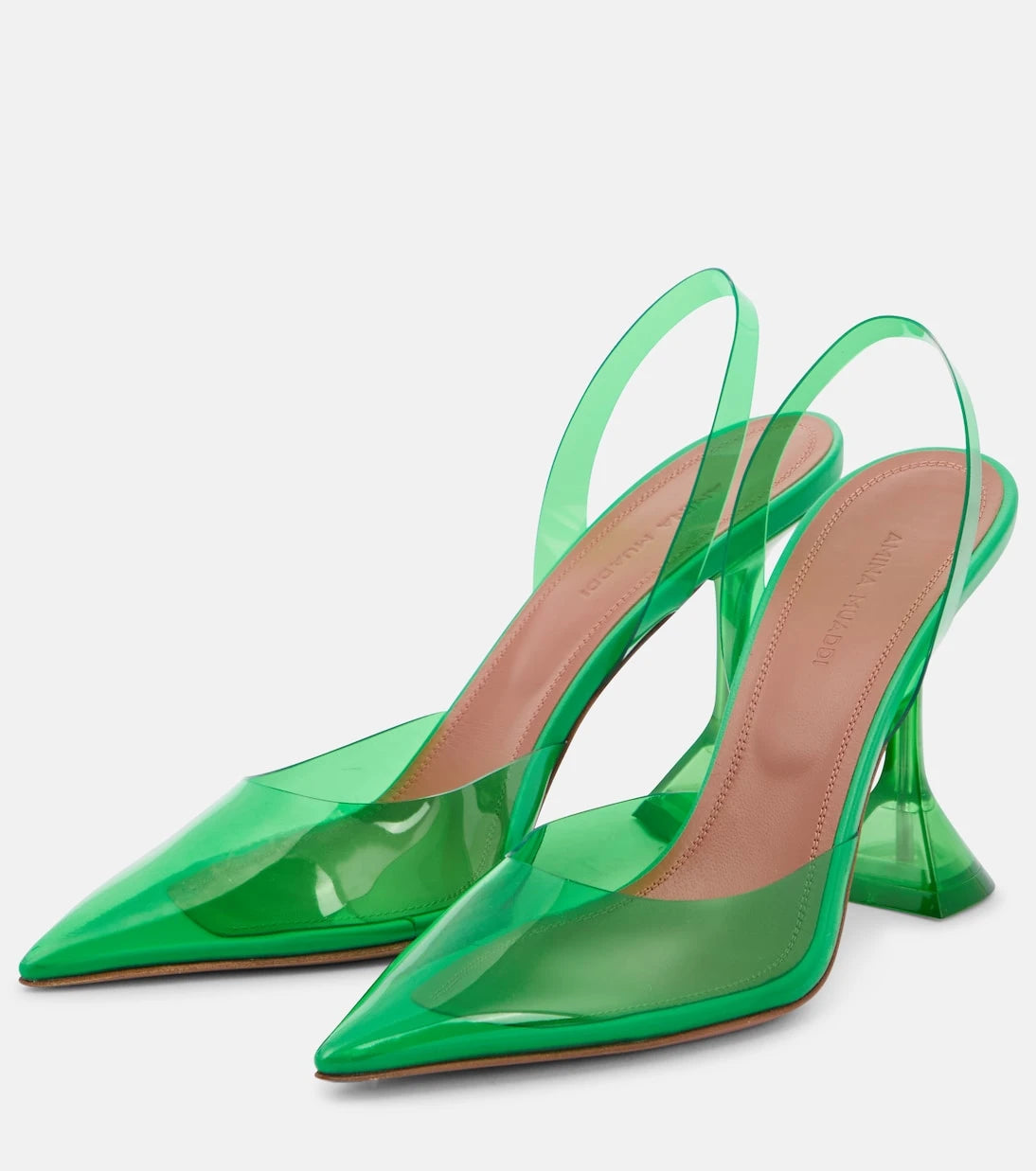 Amina Muaddi - Holli Glass PVC slingback pumps