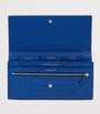 Blue Leather Croc-Embossed Marshall Travel Wallet