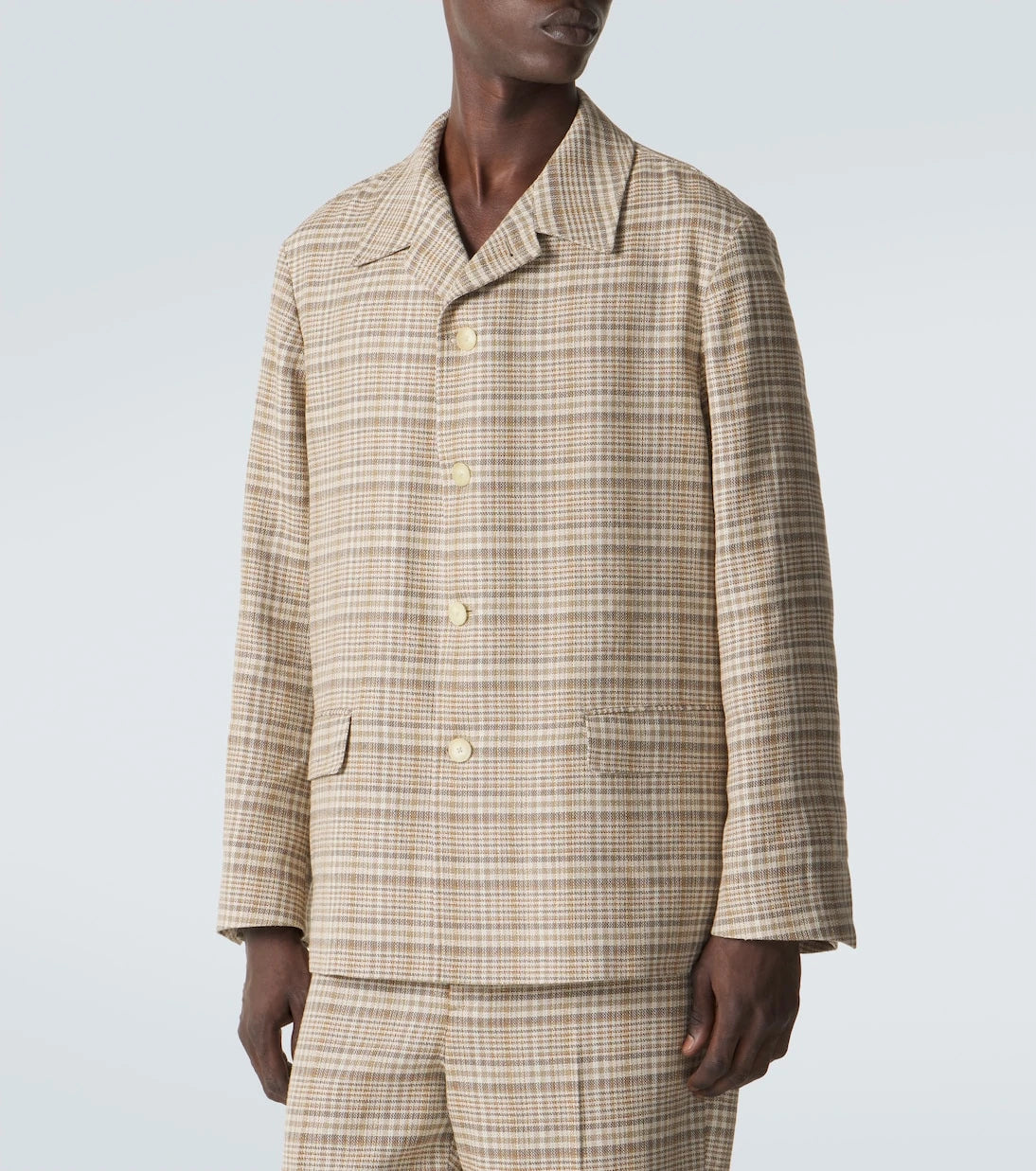 Auralee - Checked silk and linen tweed jacket