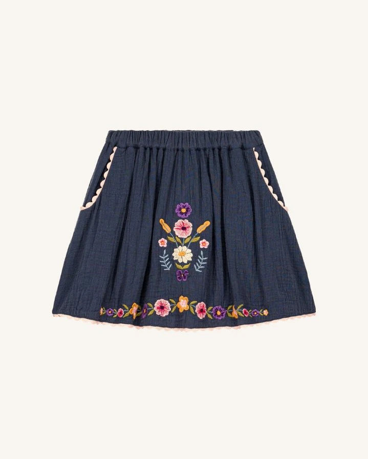 Louise Misha - Pialou embroidered skirt Organic cotton | Blue