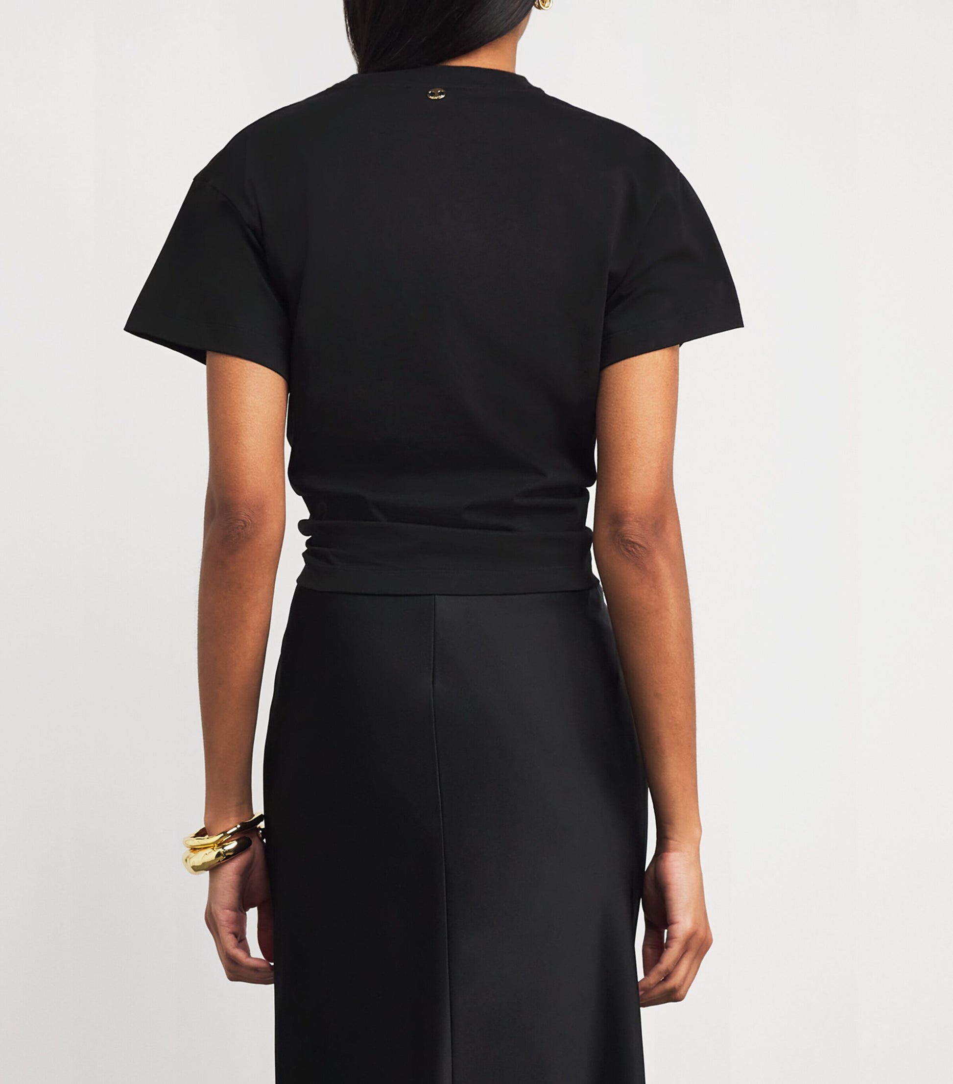 Paco Rabanne Black Jersey Ring-Gathered Crop Top