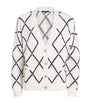 White Wool-Blend Jacquard Cardigan