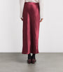 Vince Red Satin Crinkled Midi Skirt