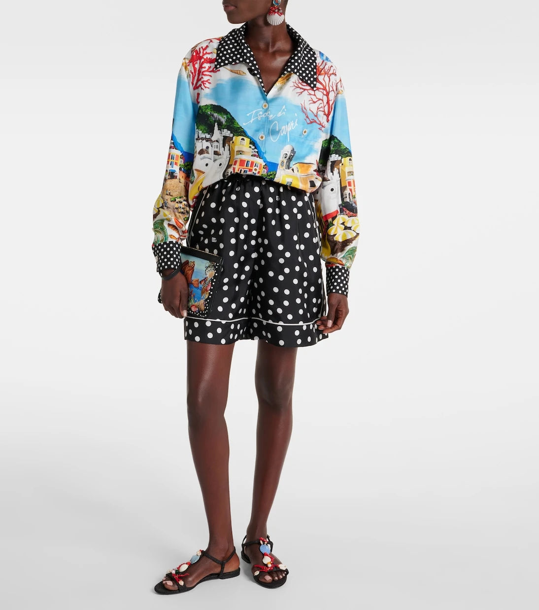 Dolce&Gabbana - Capri polka-dot silk satin shorts