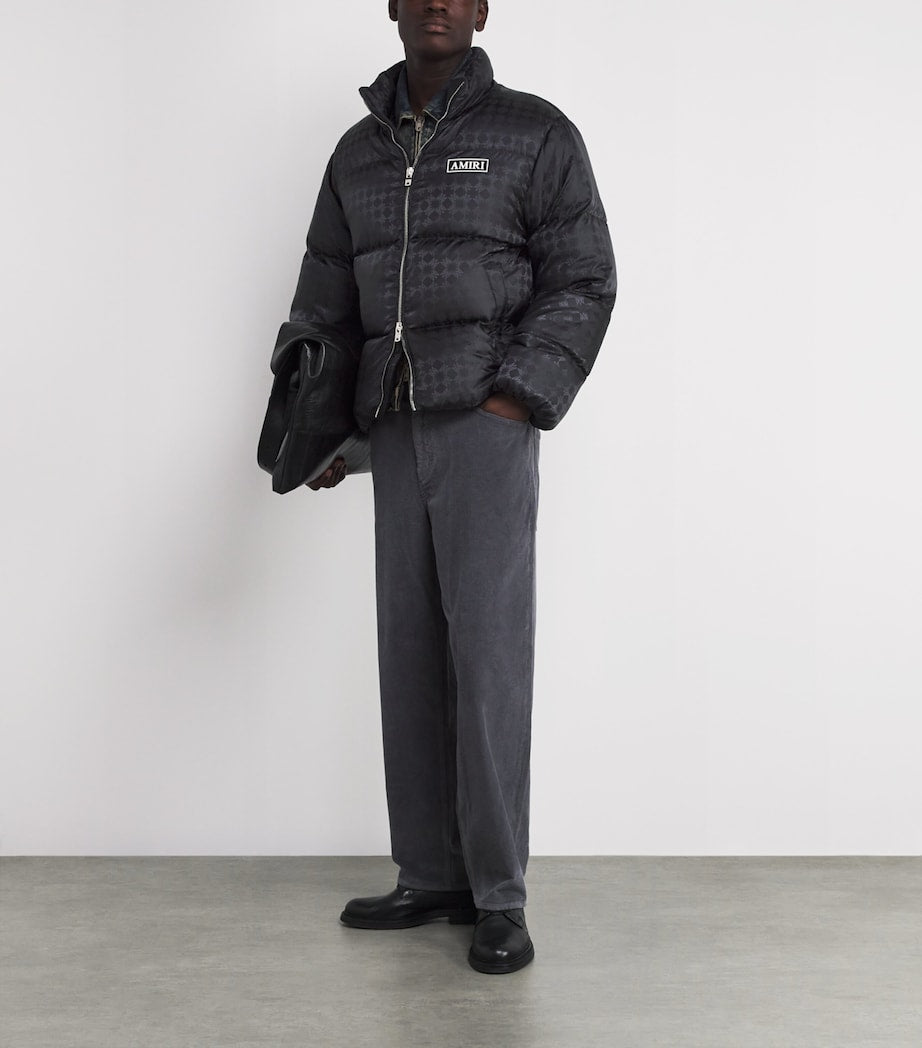 AMIRI Black Down Jacquard Logo Puffer Jacket