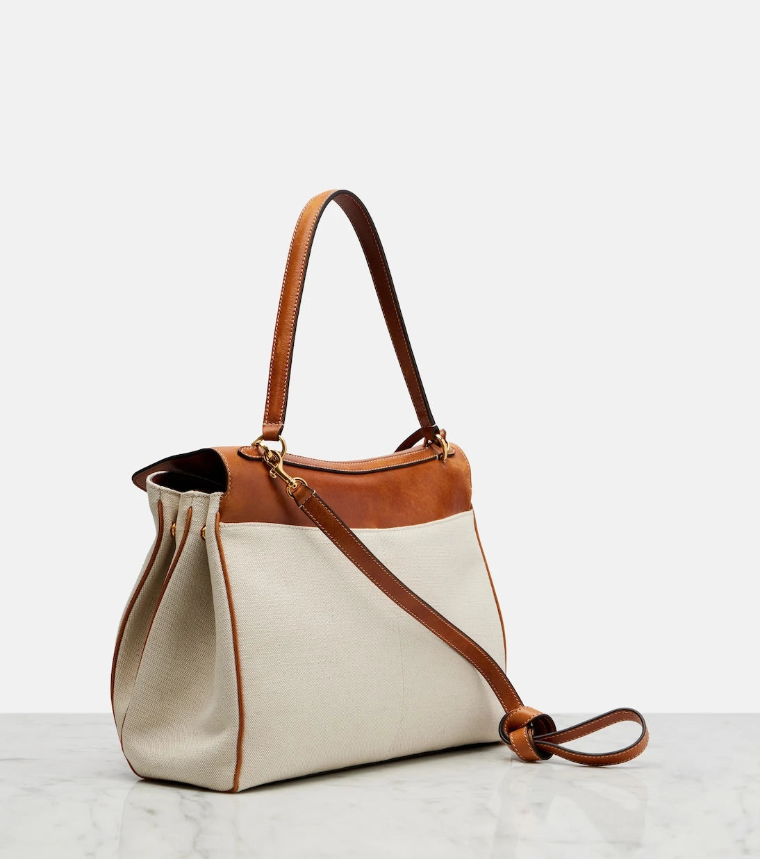 Balenciaga - Rodeo Medium leather-trimmed canvas top-handle bag