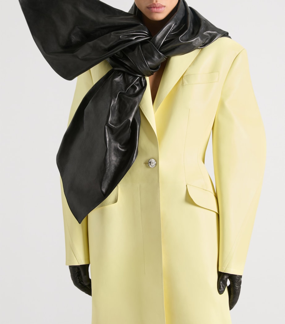 Givenchy Yellow Leather Cocoon Long Coat