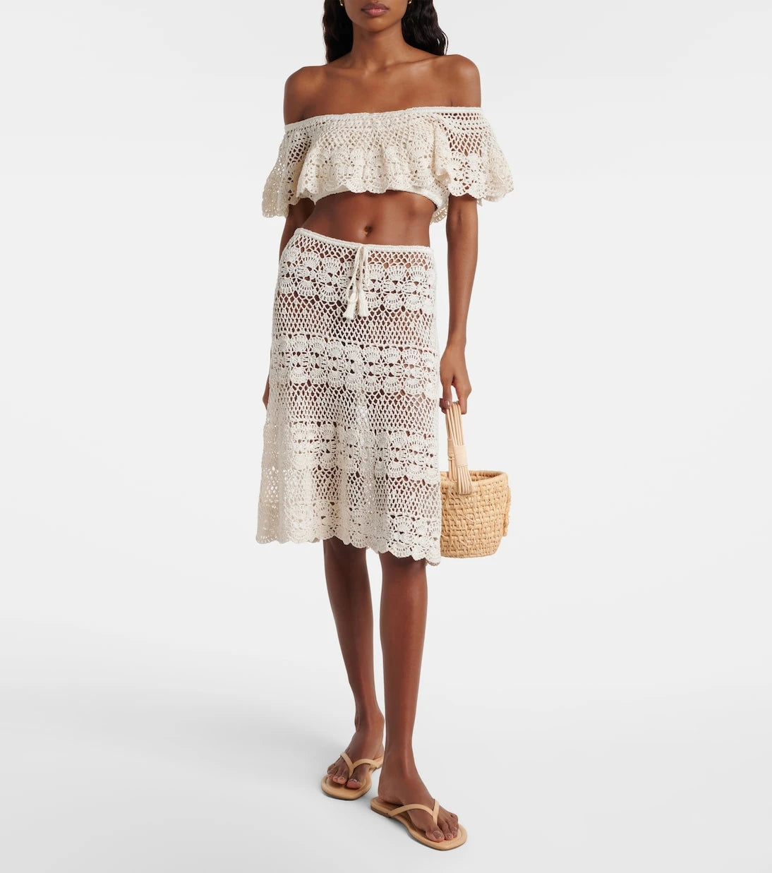 Anna Kosturova - Marianne crochet cotton midi skirt