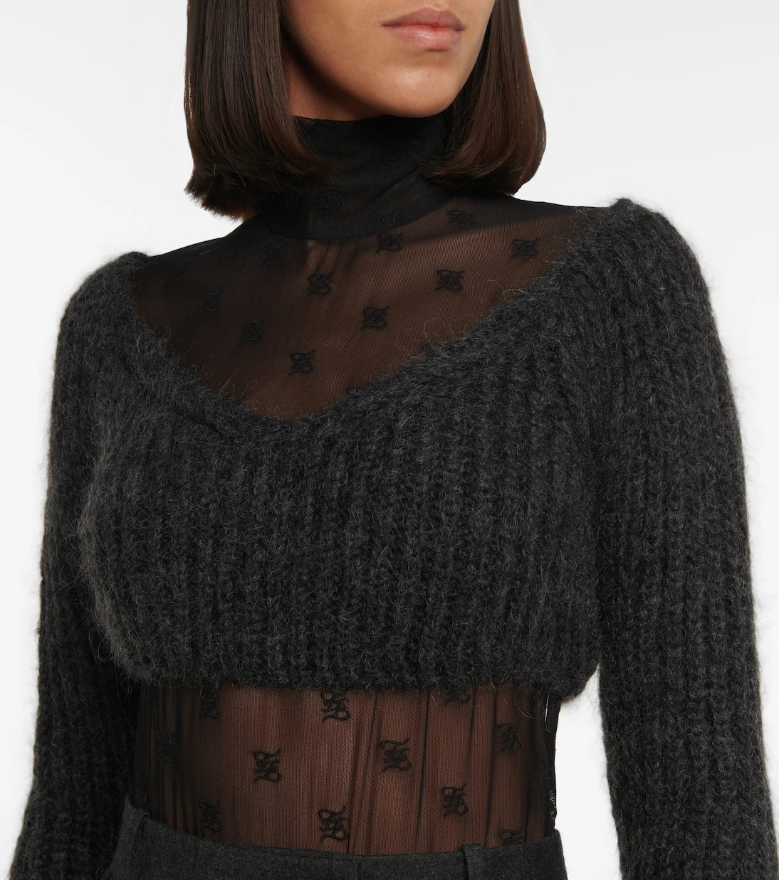 Fendi - Off-shoulder mohair-blend sweater
