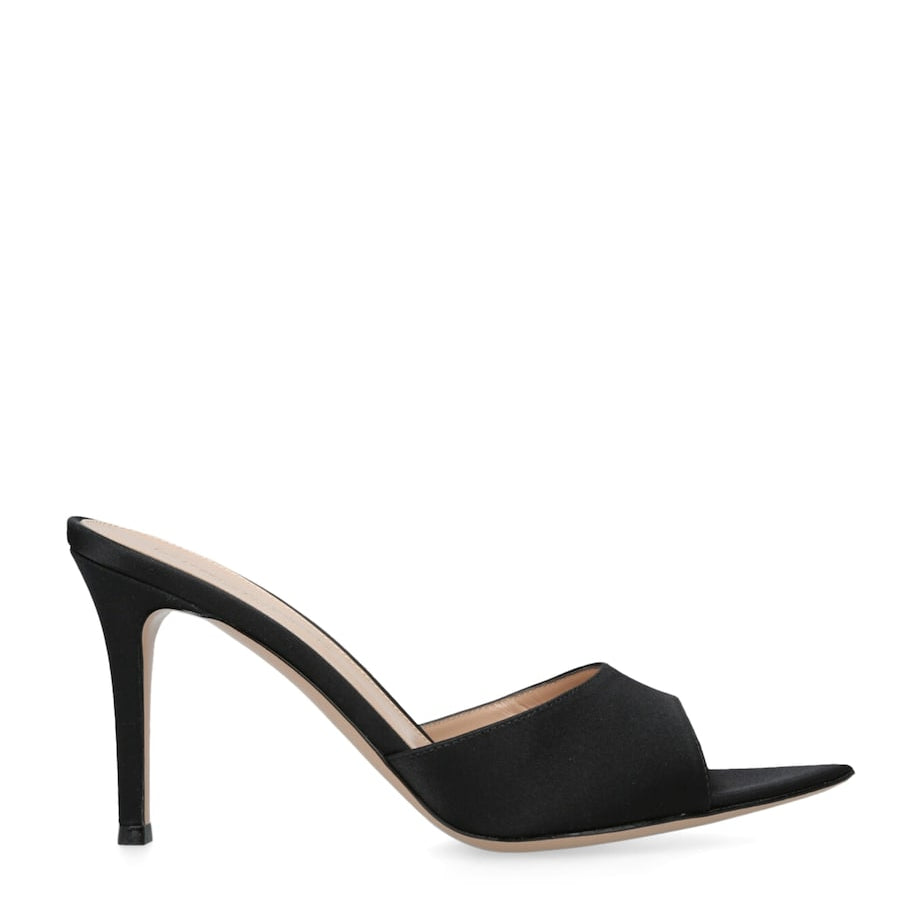 Black Satin Elle Mules 85