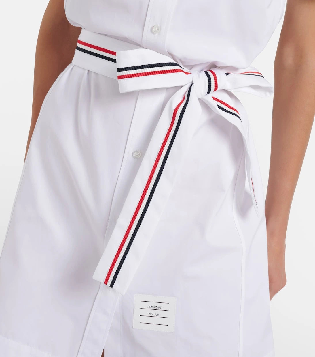 Thom Browne - Belted cotton poplin shirt dress