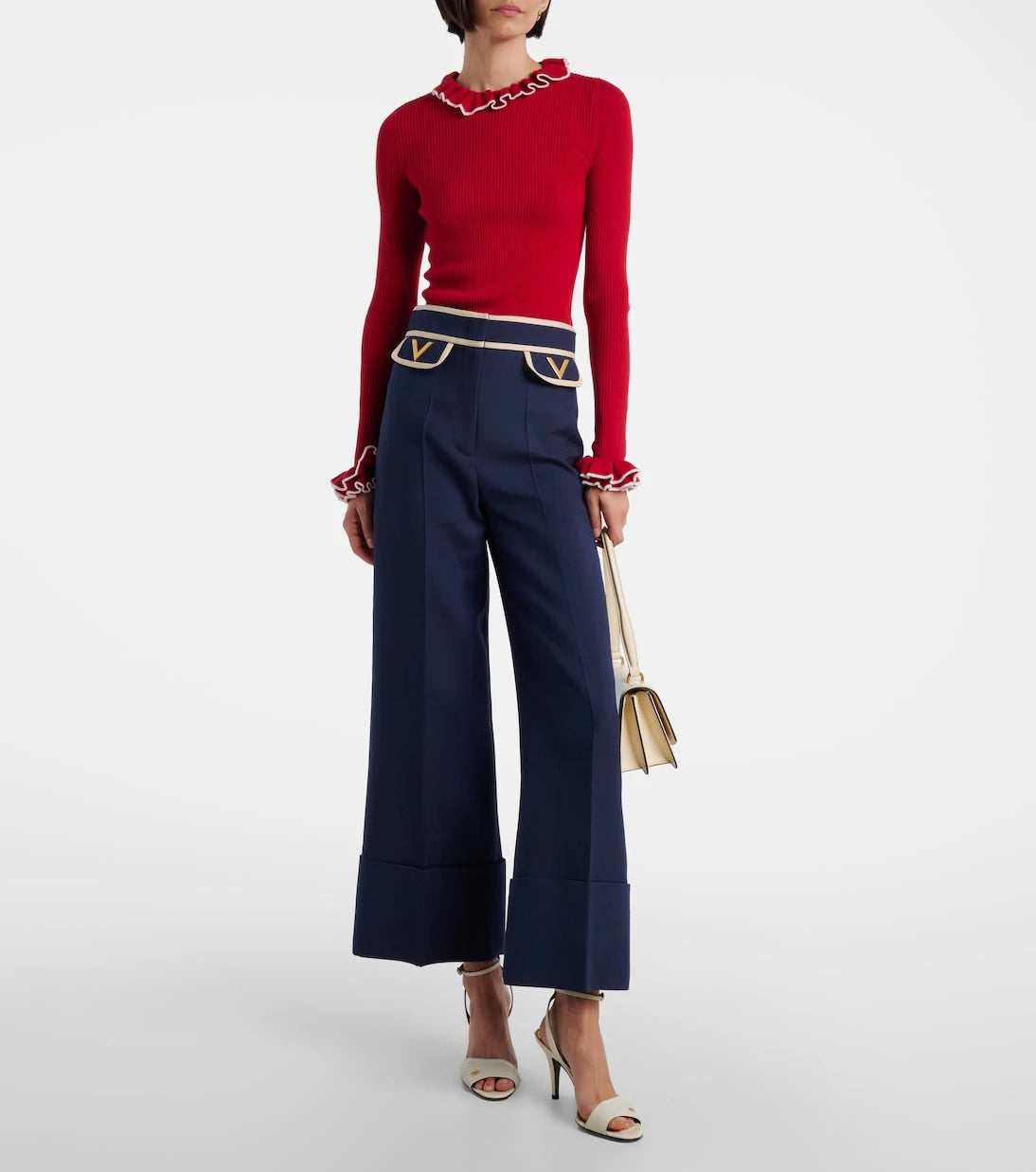 Valentino - Ruffled virgin wool sweater