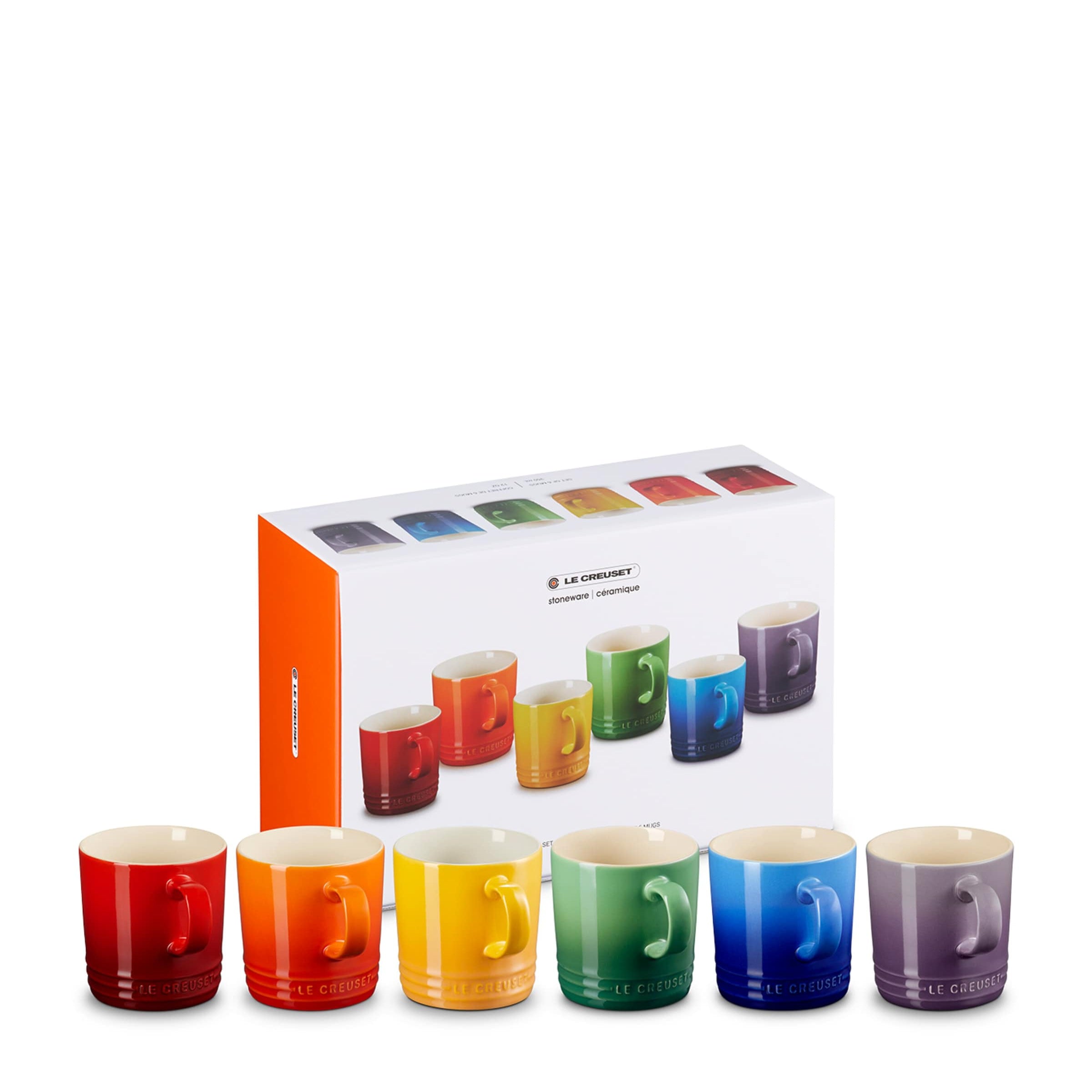 Stoneware Rainbow Mugs (Set of 6)