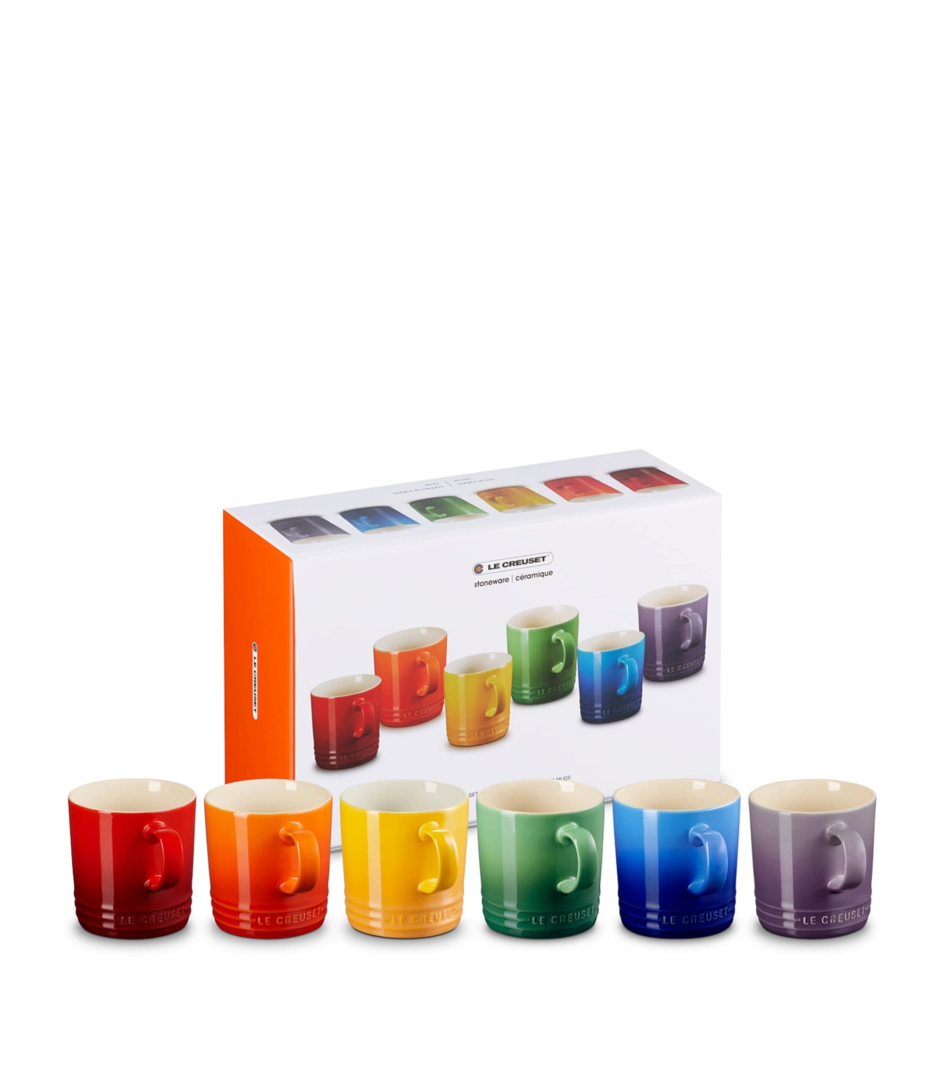 Stoneware Rainbow Mugs (Set of 6)