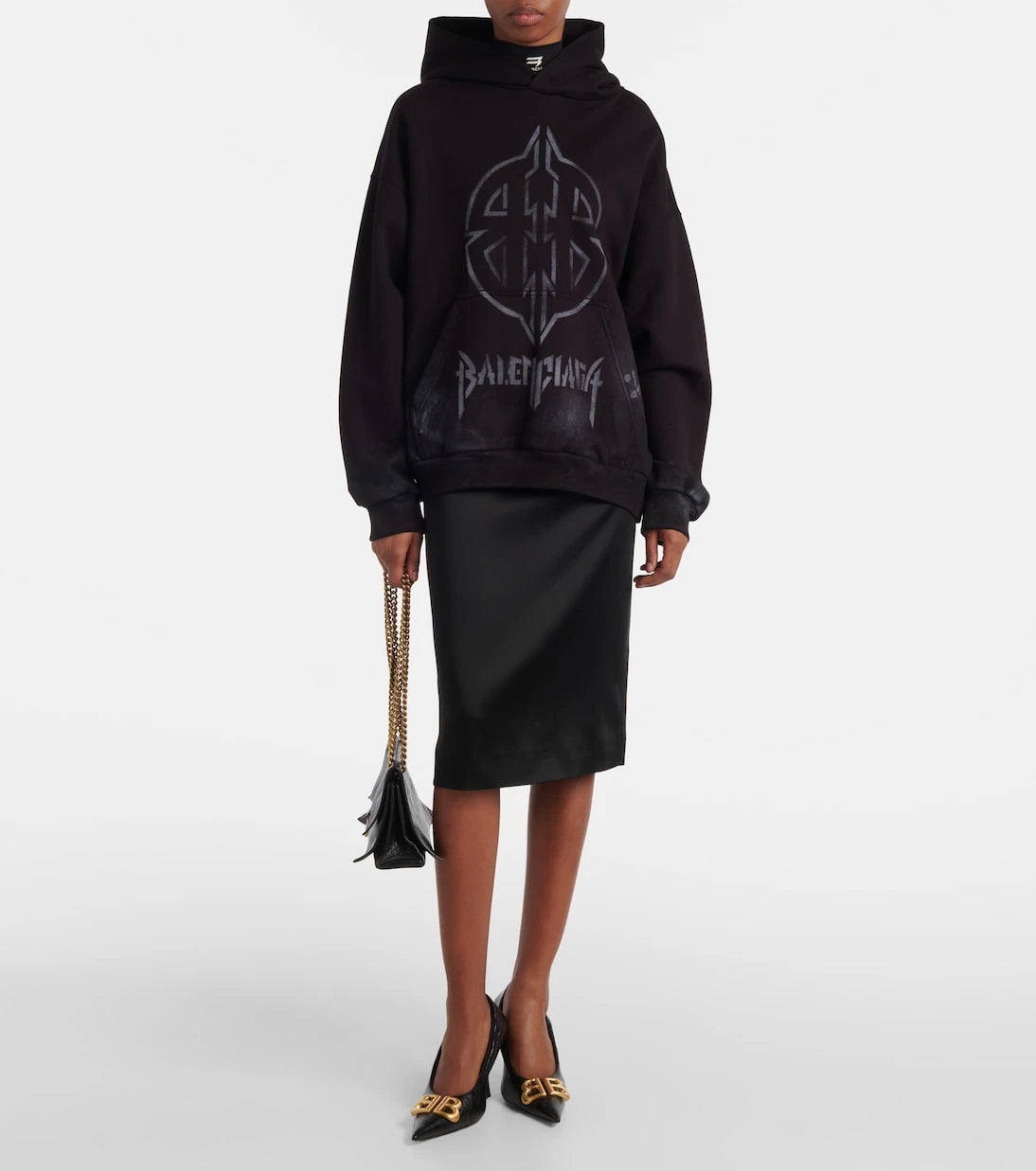 Balenciaga - حذاء موناكو 90 الجلدي بكعب عالٍ