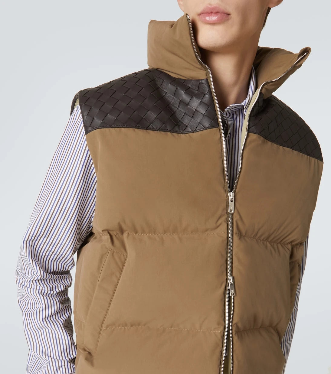Bottega Veneta - Intrecciato cotton poplin down vest