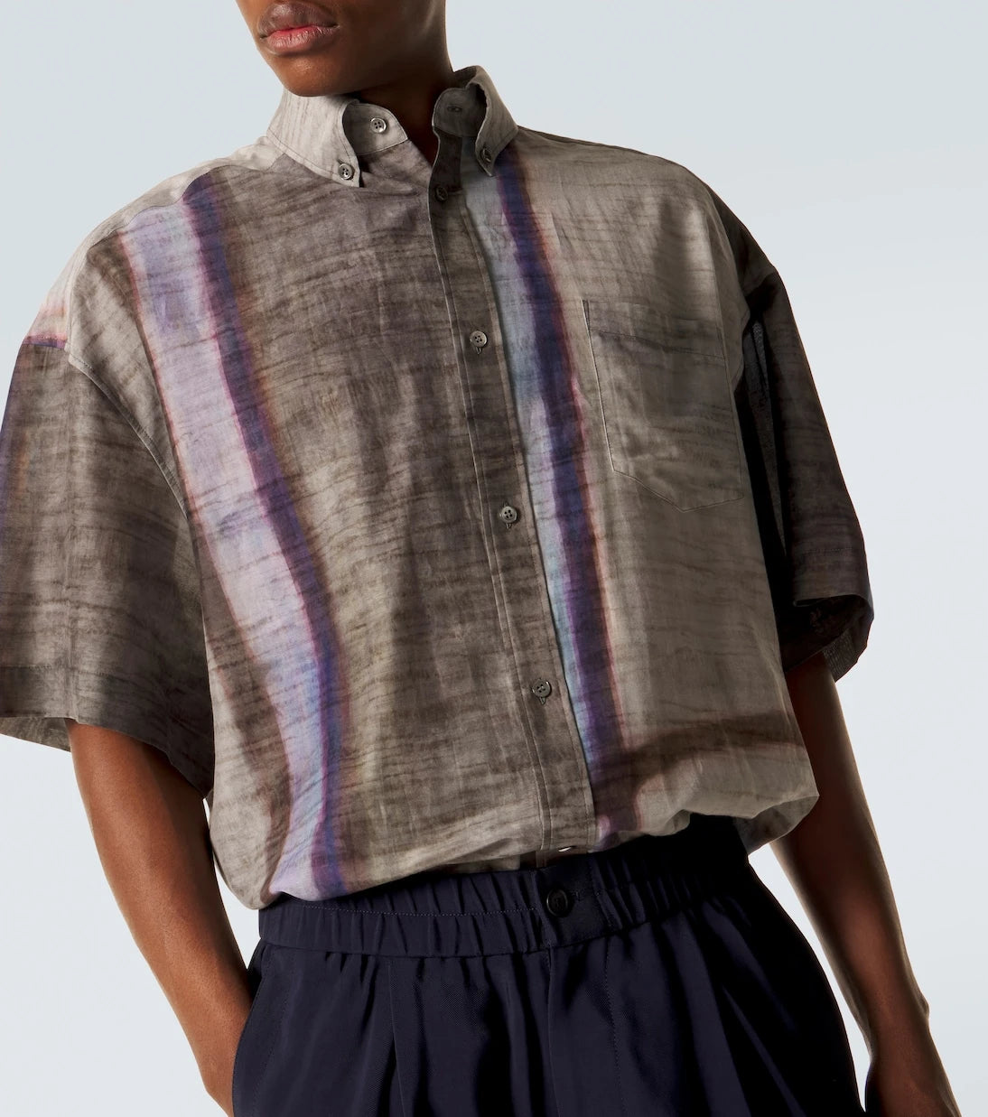 Giorgio Armani - Printed cotton and silk bowling shirt