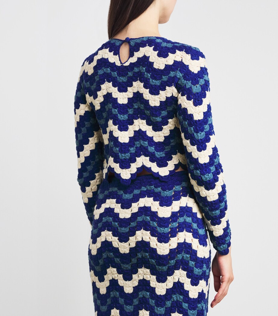 ESCVDO Blue Crochet Safi Crop Top