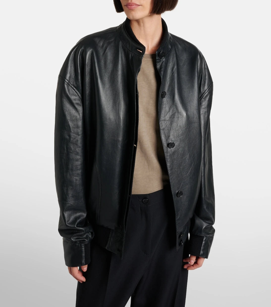 The Row - Eleonora leather bomber jacket