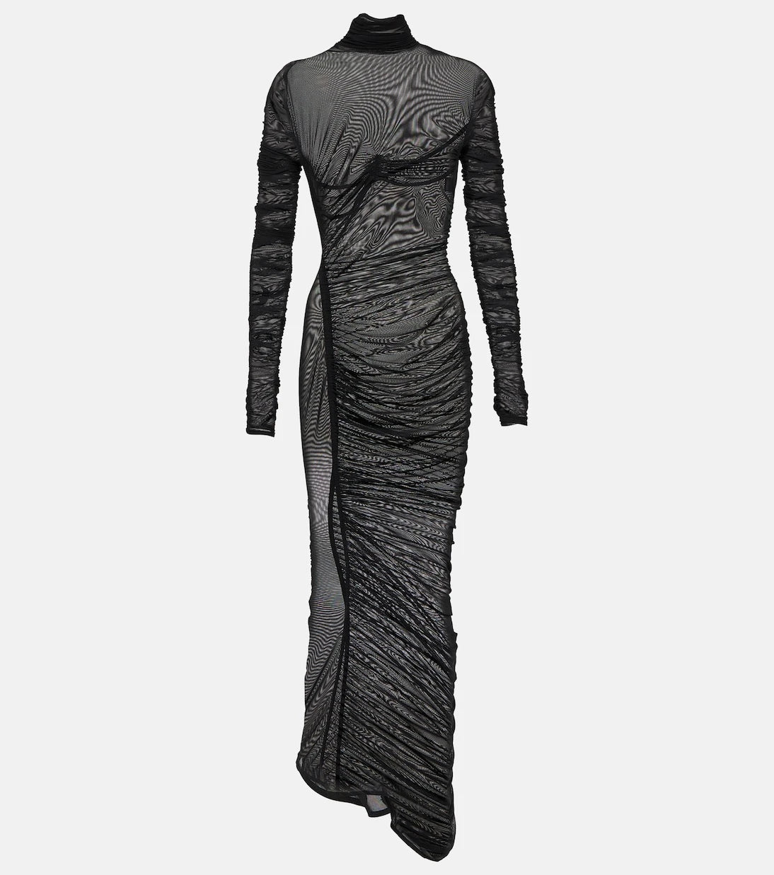 Mugler - Ruched sheer maxi dress