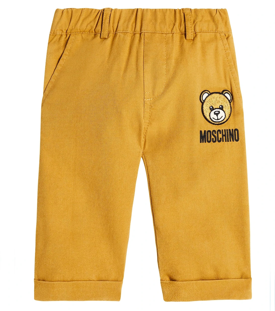 Moschino Kids - بنطلون مزيج القطن والكتان بطبعة الدب تيدي