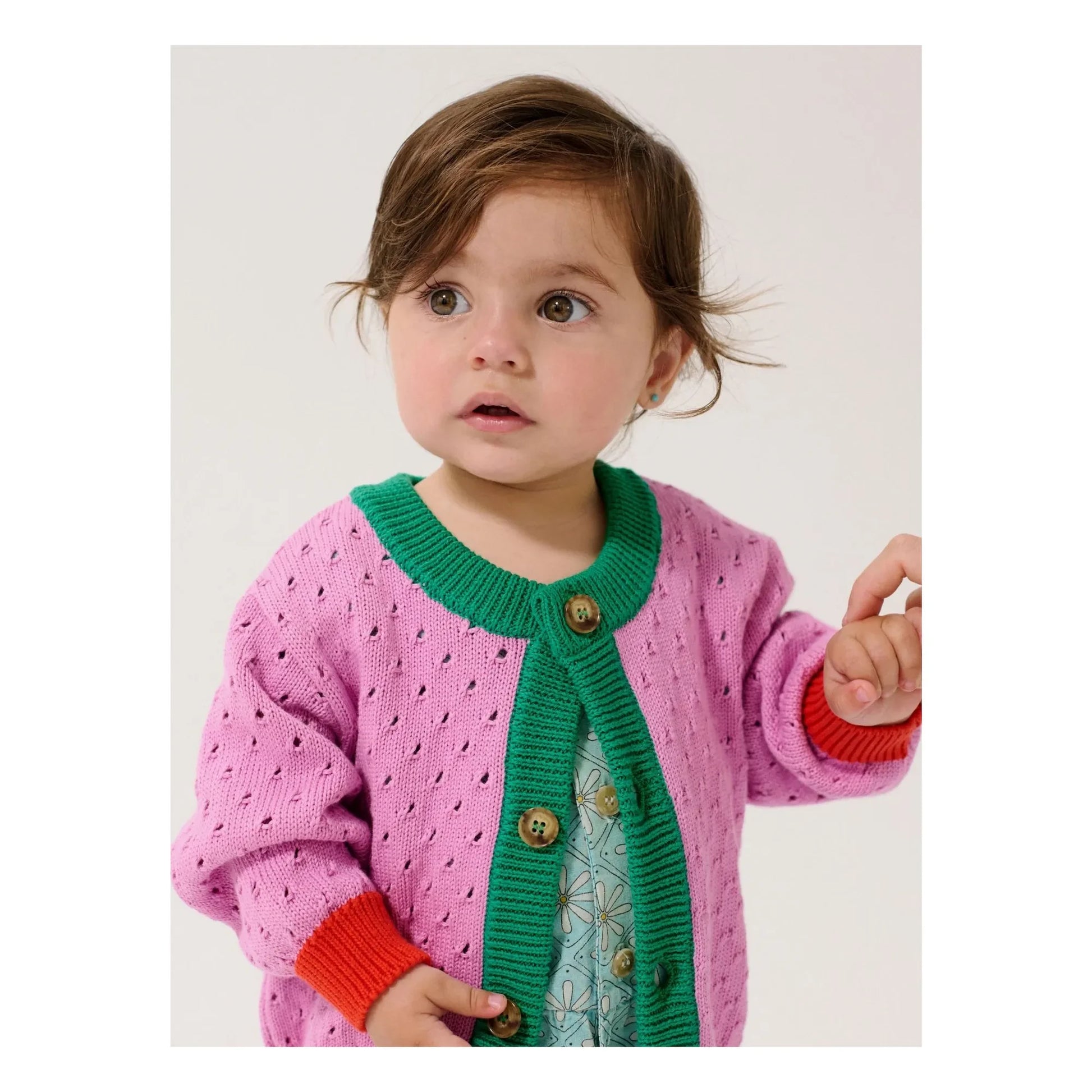 Bobo Choses - Organic cotton Colorblock openwork cardigan | Purple