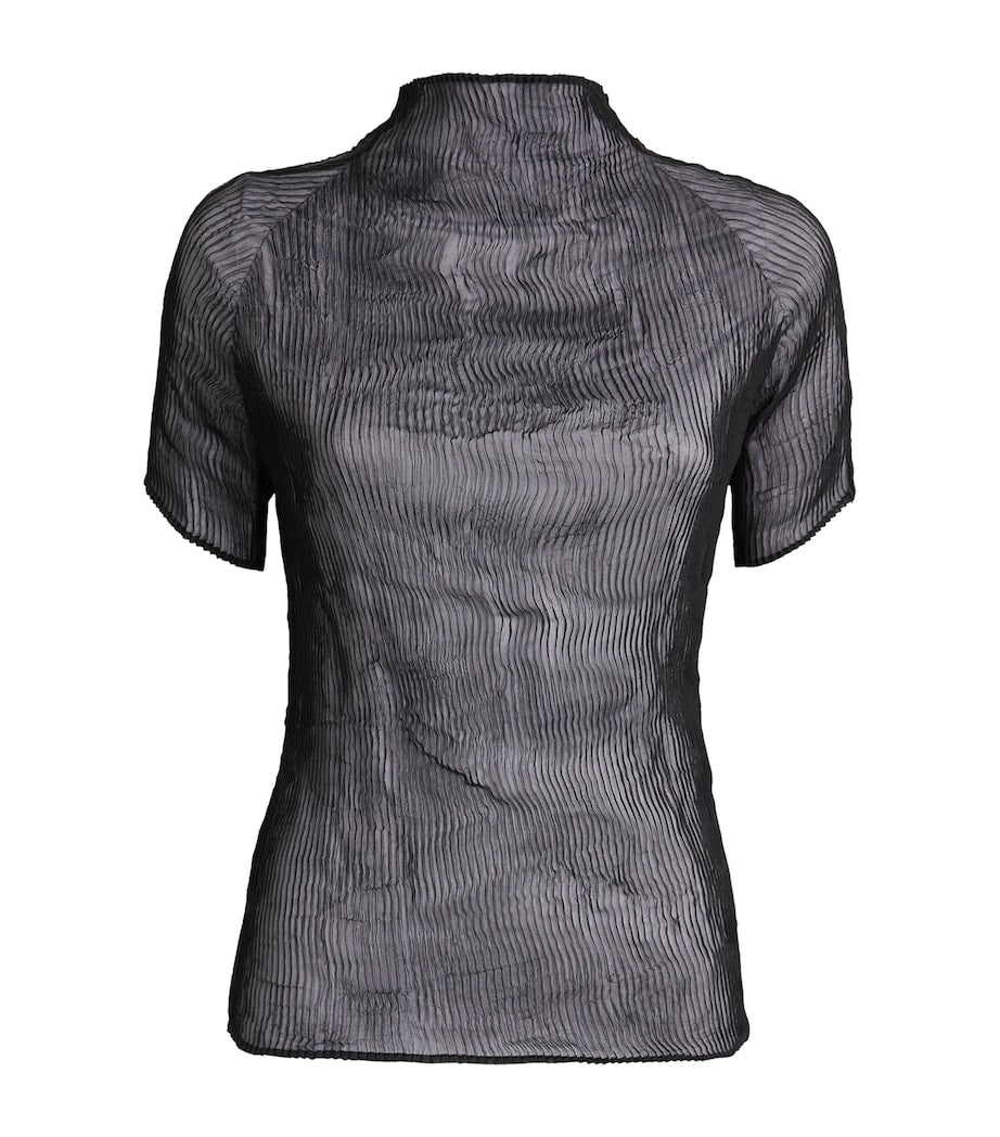 Issey Miyake Black Semi-Sheer Chiffon Twist Top