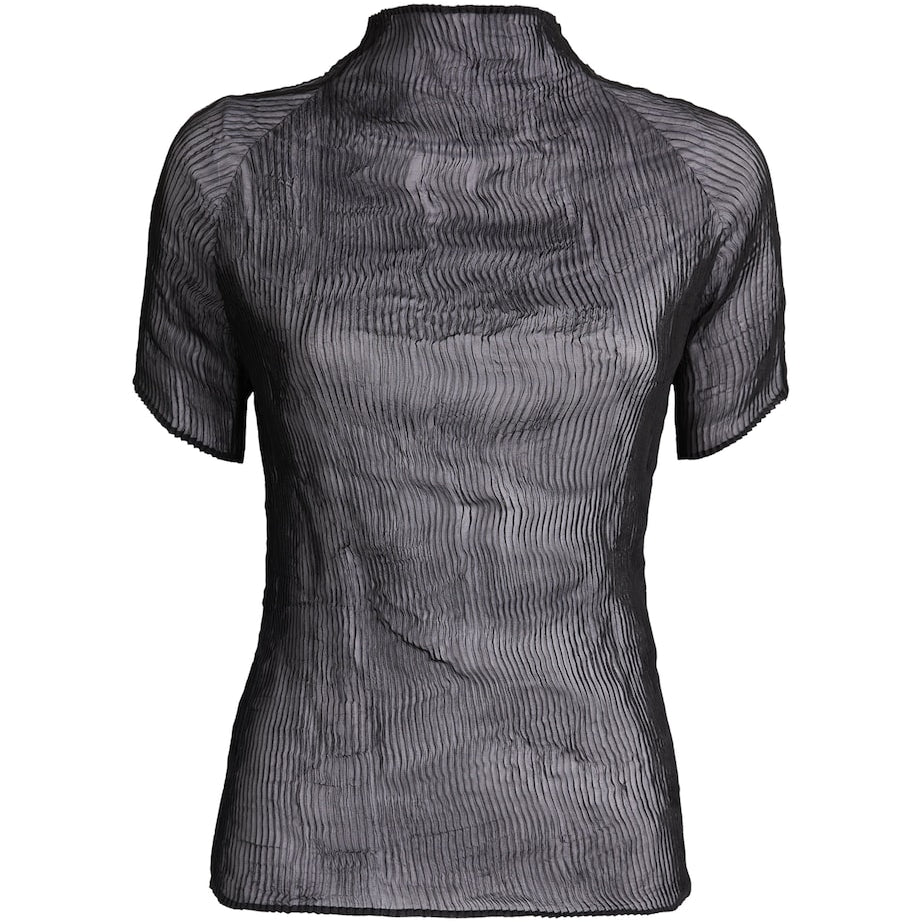 Issey Miyake Black Semi-Sheer Chiffon Twist Top