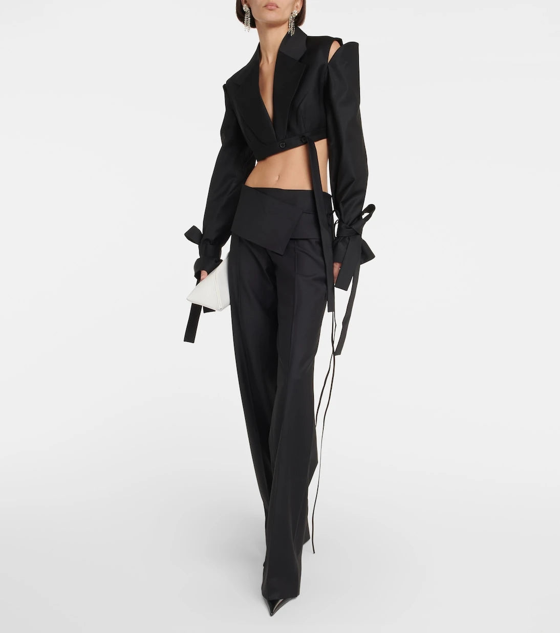 Aya Muse - Xylo cutout cropped wool-blend blazer