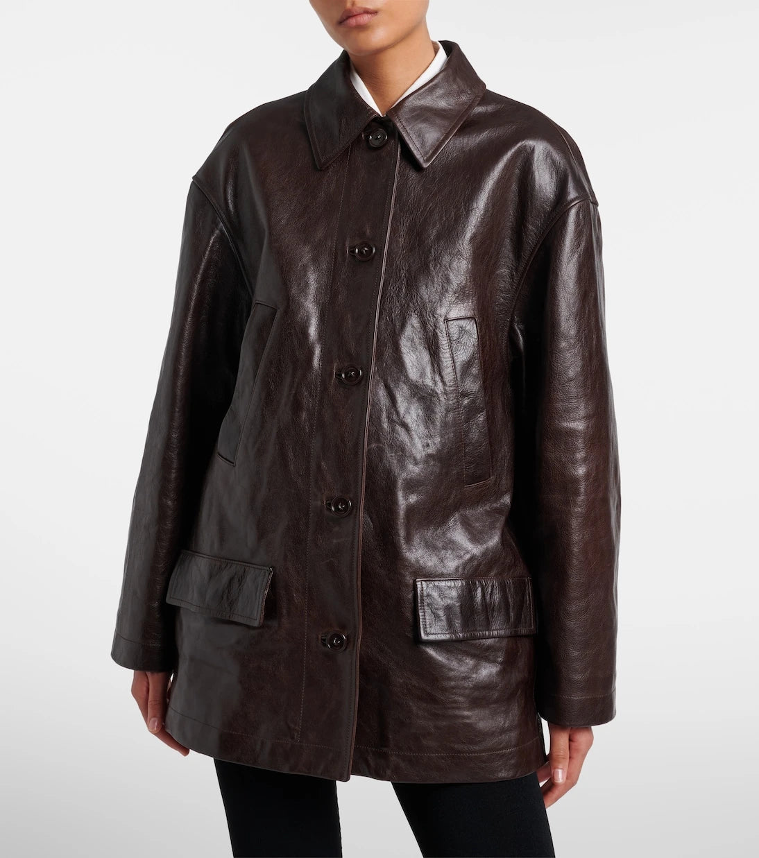 Balenciaga - Oversized leather car coat
