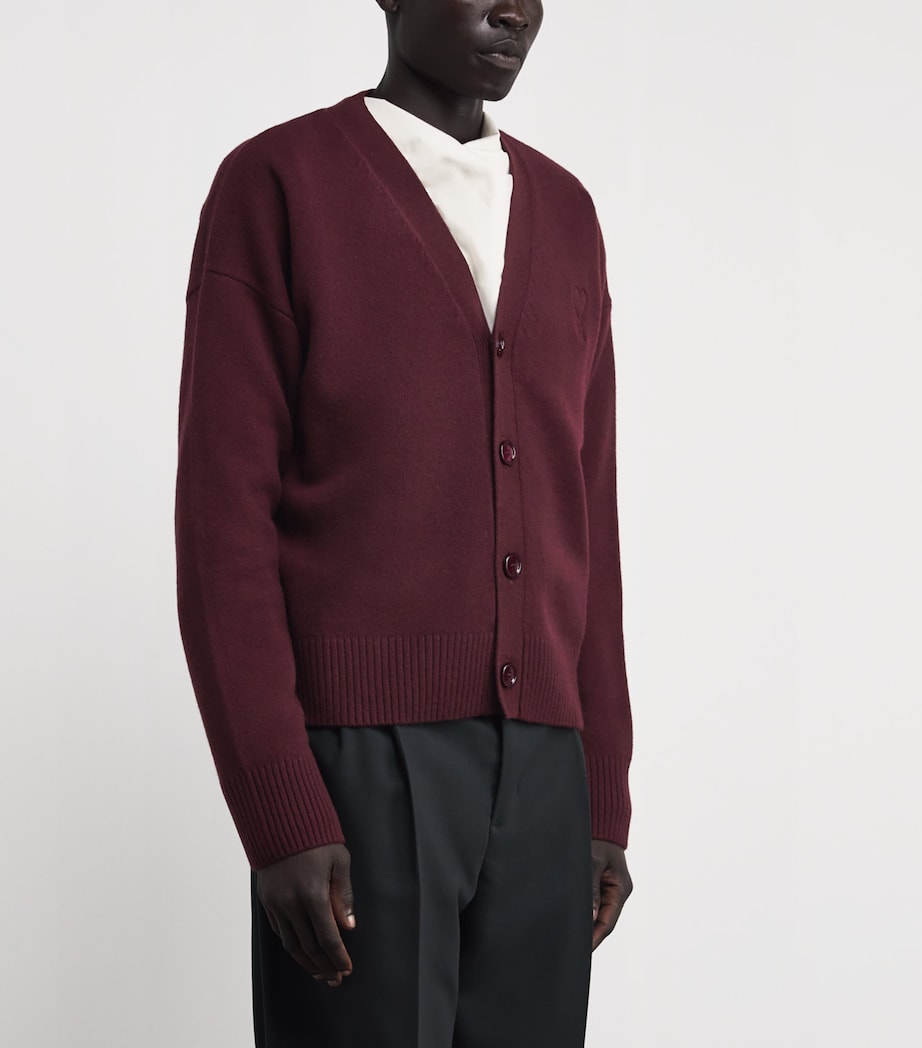 AMI Paris Black Wool-Cashmere Ami De Coeur Cardigan