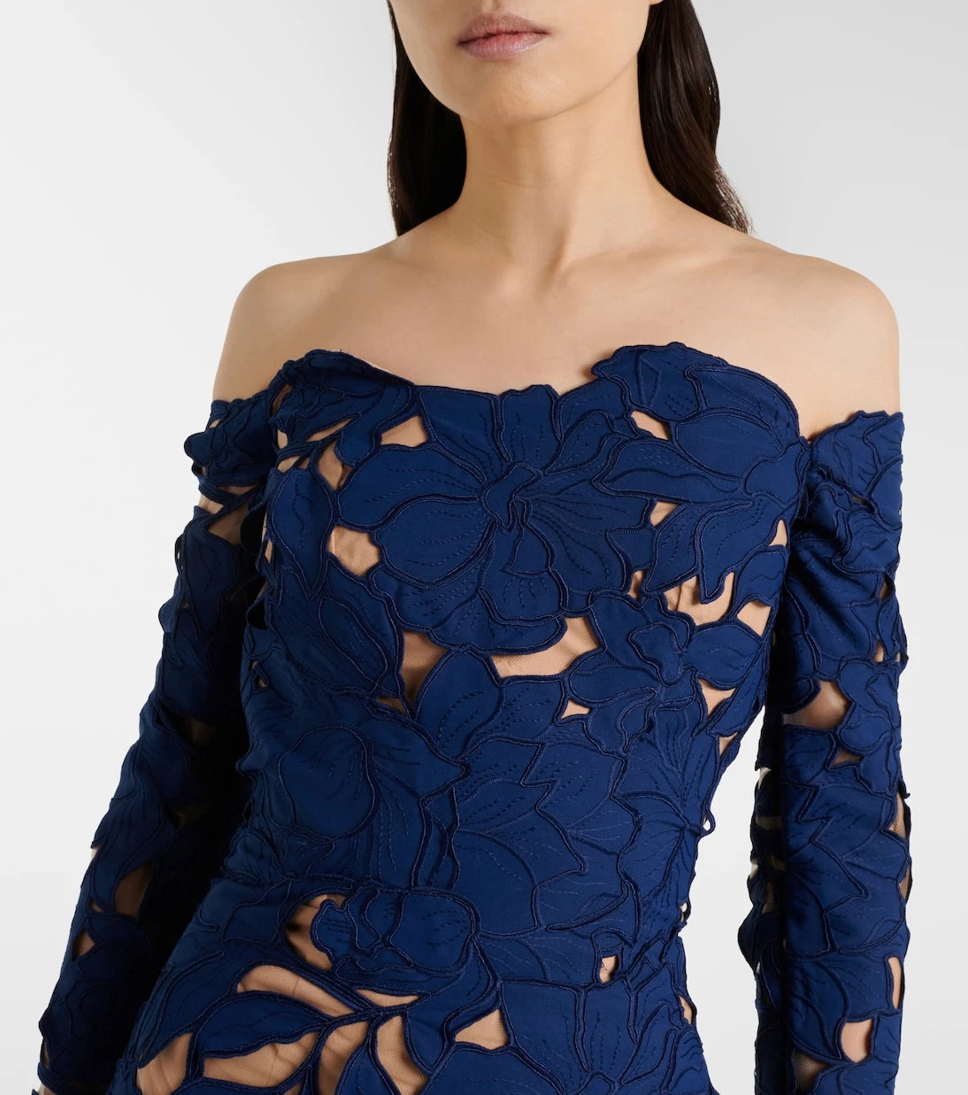 Costarellos - Off-shoulder guipure lace gown