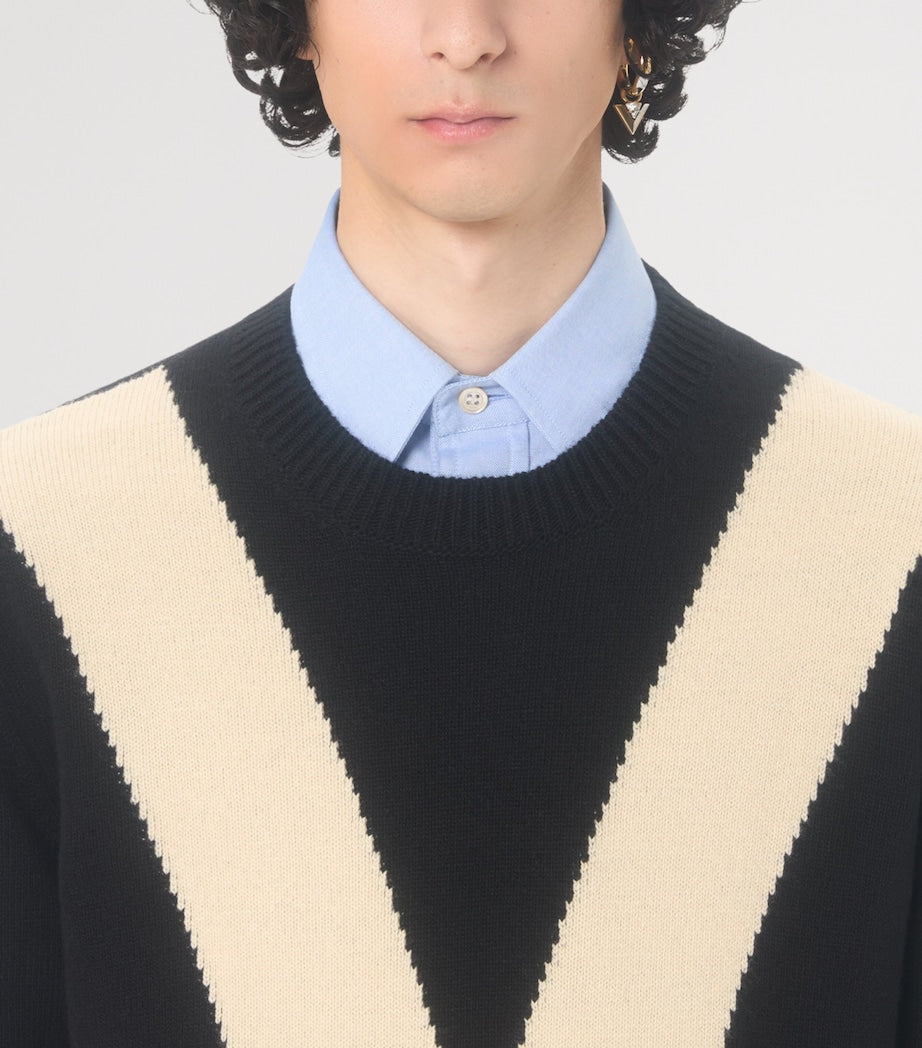 Valentino Garavani Black Virgin Wool V Logo Sweater