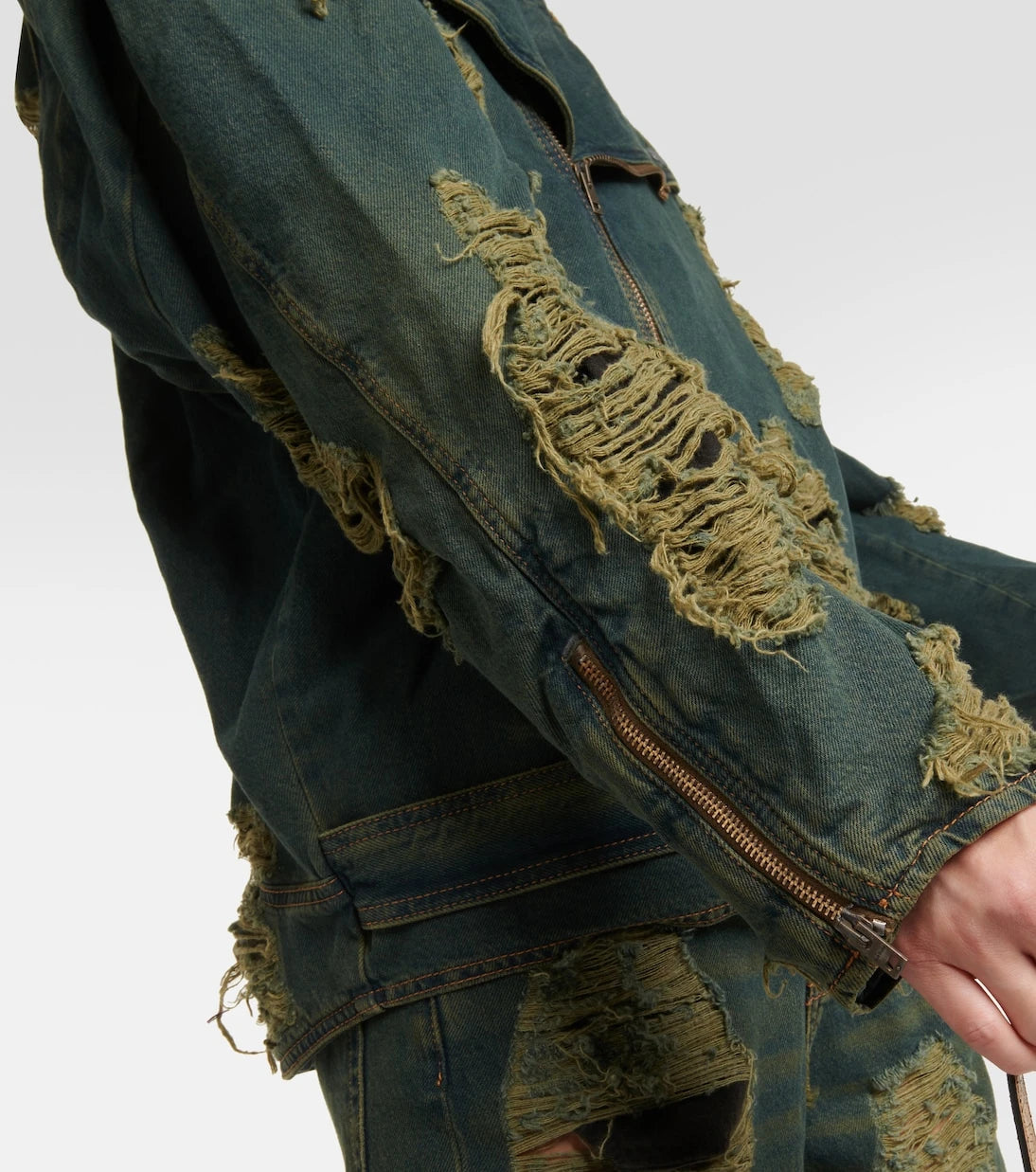 Acne Studios - Distressed denim biker jacket