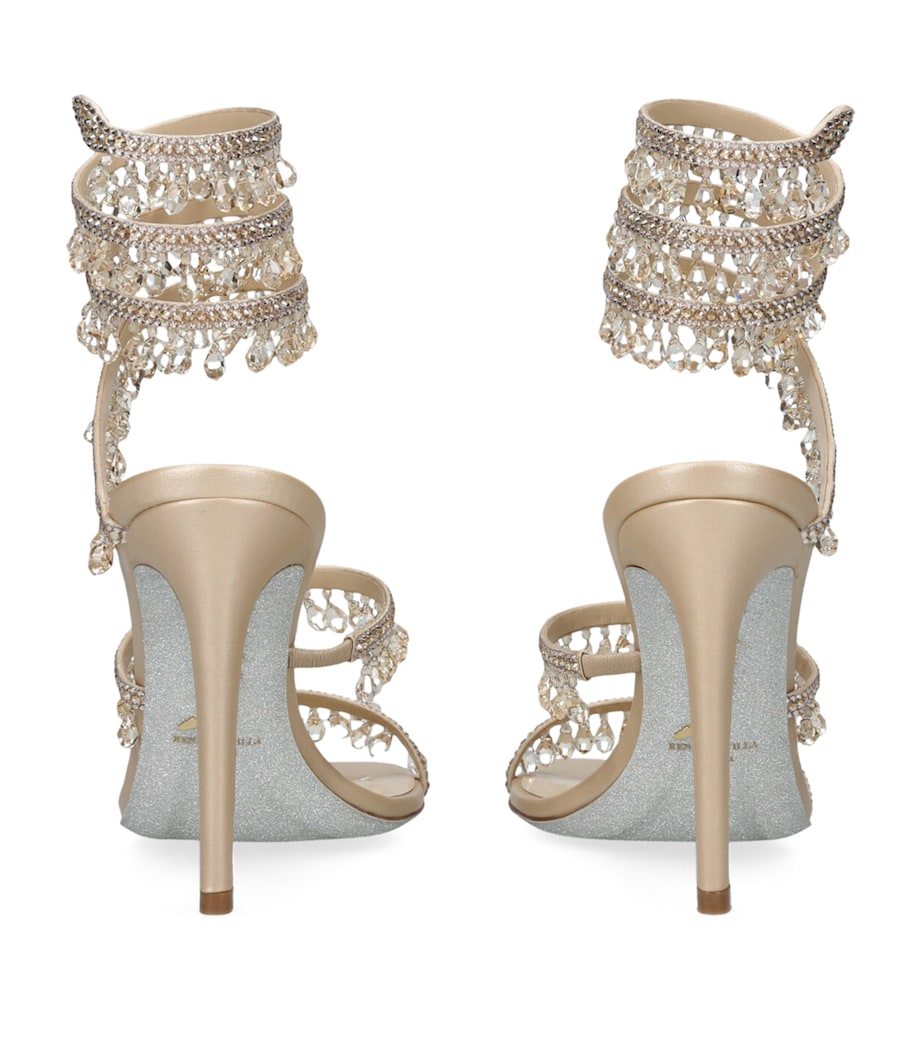 René Caovilla Beige Embellished Chandelier Sandals 105