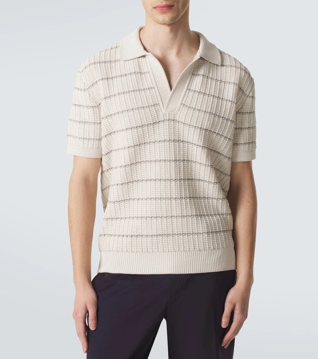 Brioni - Embroidered cotton and linen polo shirt