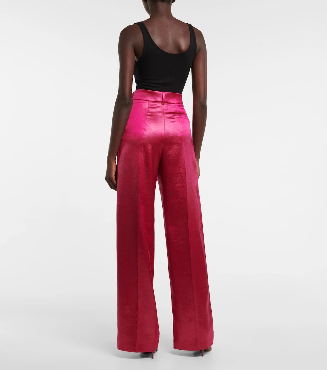 Alexandre Vauthier - بنطلون ساتان بقصة مستقيمة وخصر مرتفع