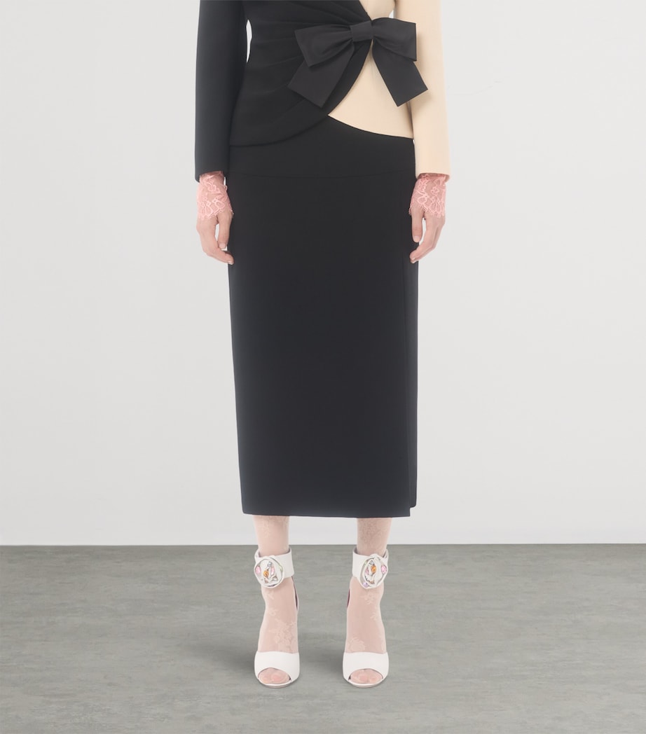 Valentino Black Virgin Wool Midi Skirt