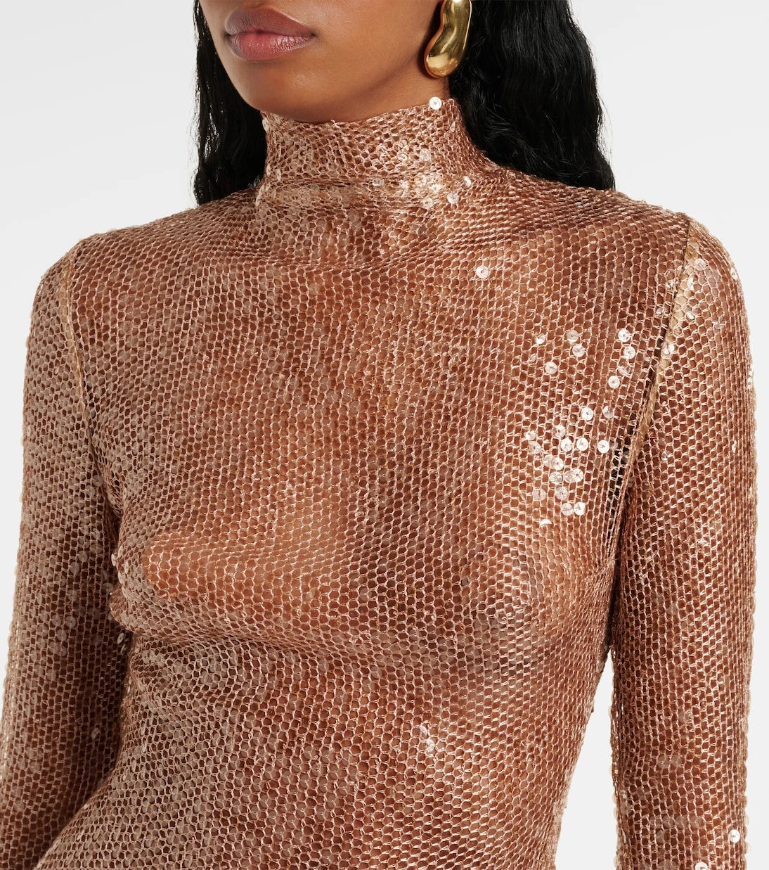 Magda Butrym - Sequined turtleneck sheer maxi dress