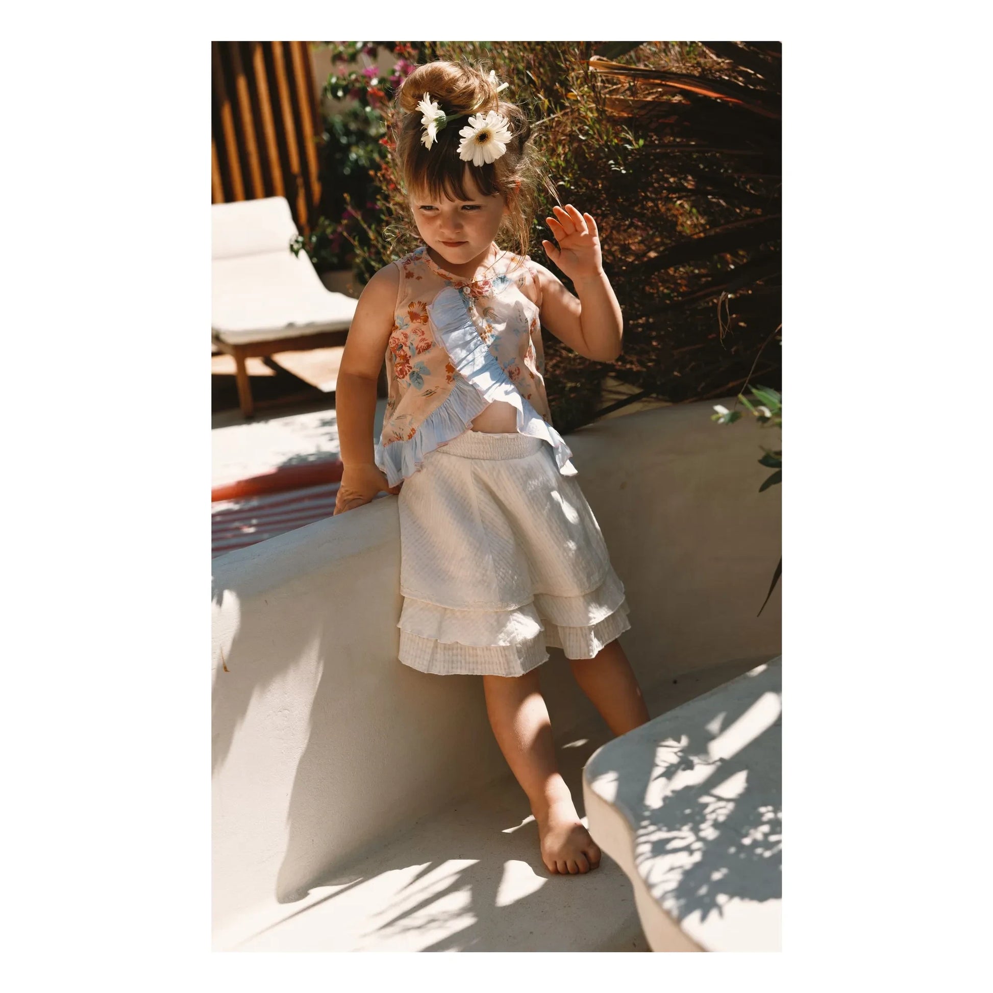 Lilinoa - Top Cache-Cœur Iris Fleuri Voile de Coton | Peach