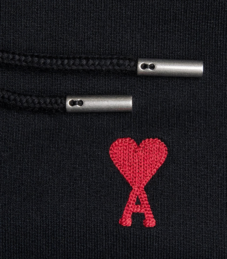 Black Cotton Embroidered Ami De Coeur Logo Hoodie