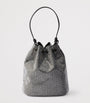 Metallic Mini Crystal-Embellished Bucket Bag