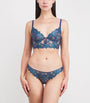 Fleur Du Mal Blue Lily Embroidered Longline Demi Bra