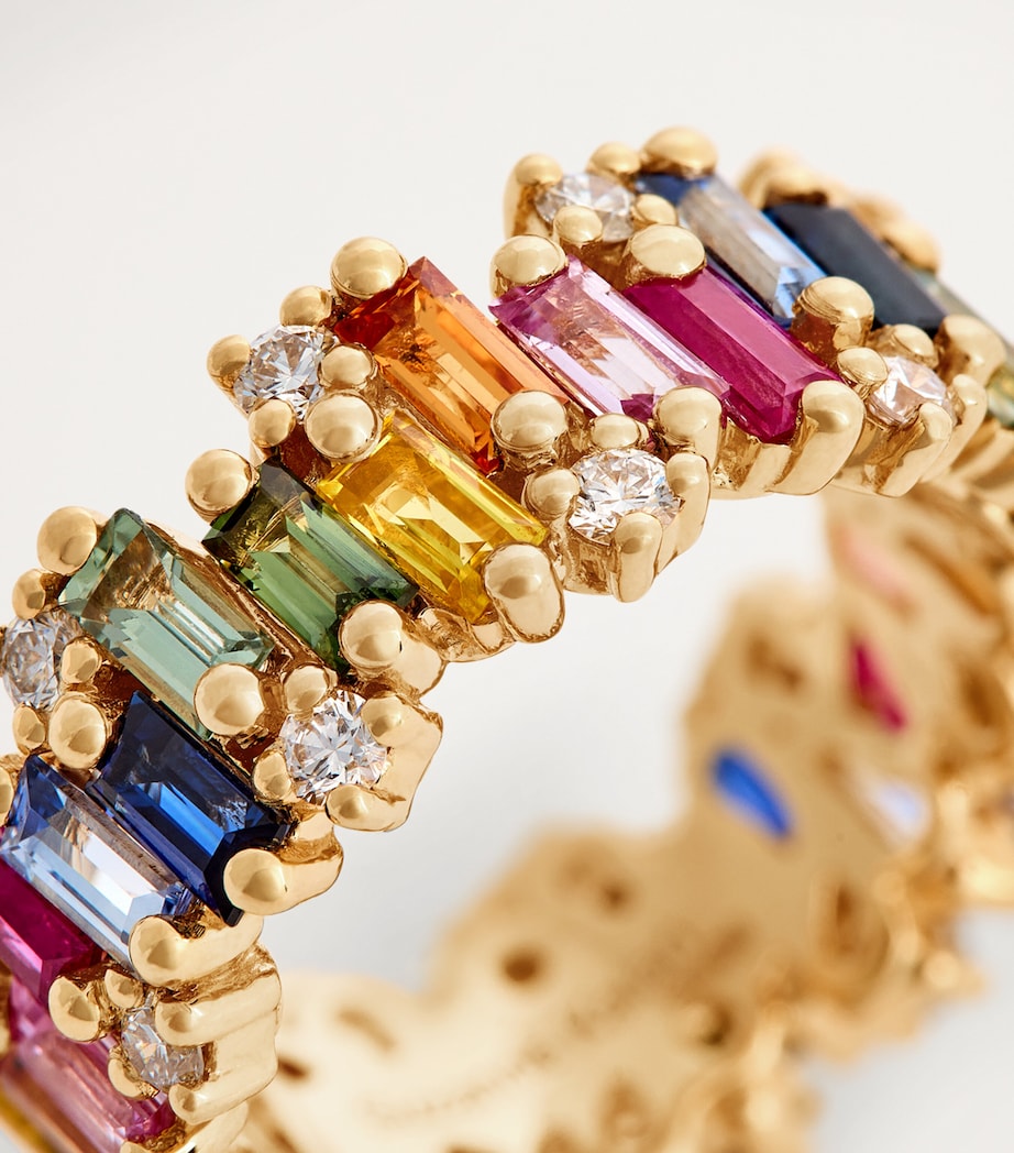 Suzanne Kalan Yellow Gold, Diamond and Sapphire Shimmer Audrey Ring