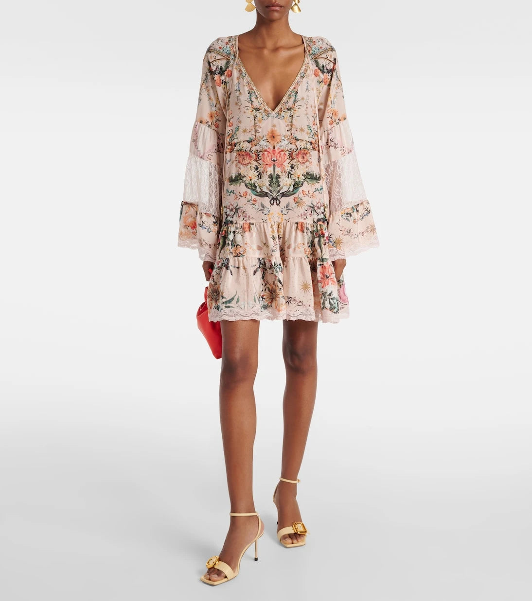 Camilla - Embellished floral silk crêpe minidress