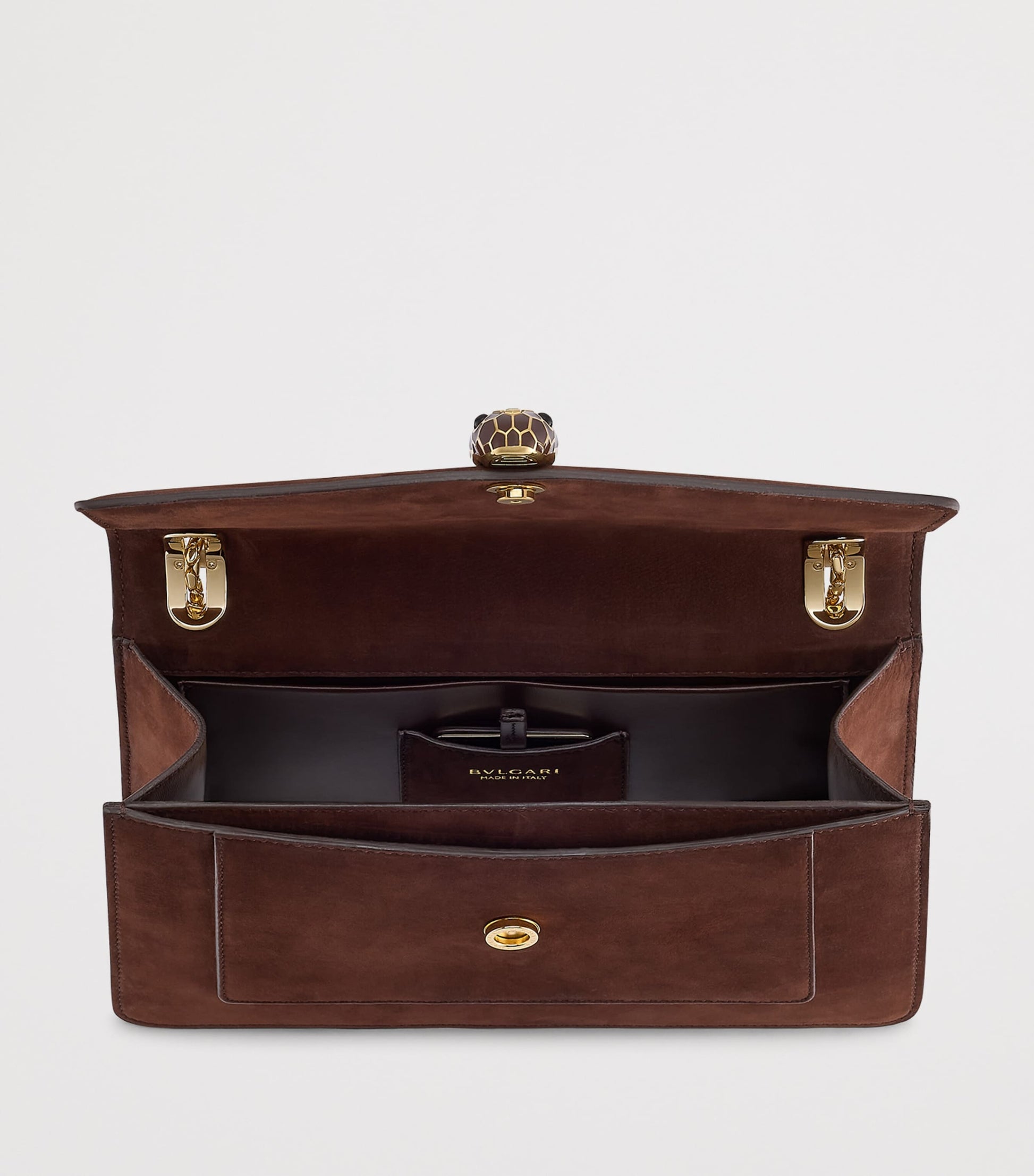 Brown Nubuck Leather Serpenti Forever Shoulder Bag