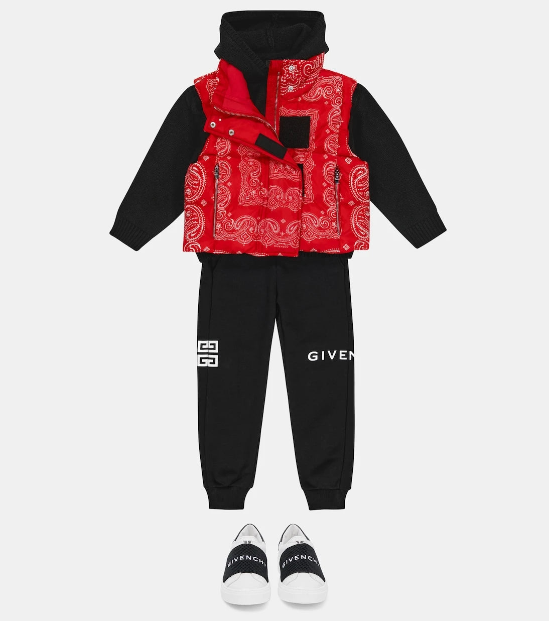Givenchy Kids - سترة بغطاء رأس من الصوف والكشمير بشعار الماركة