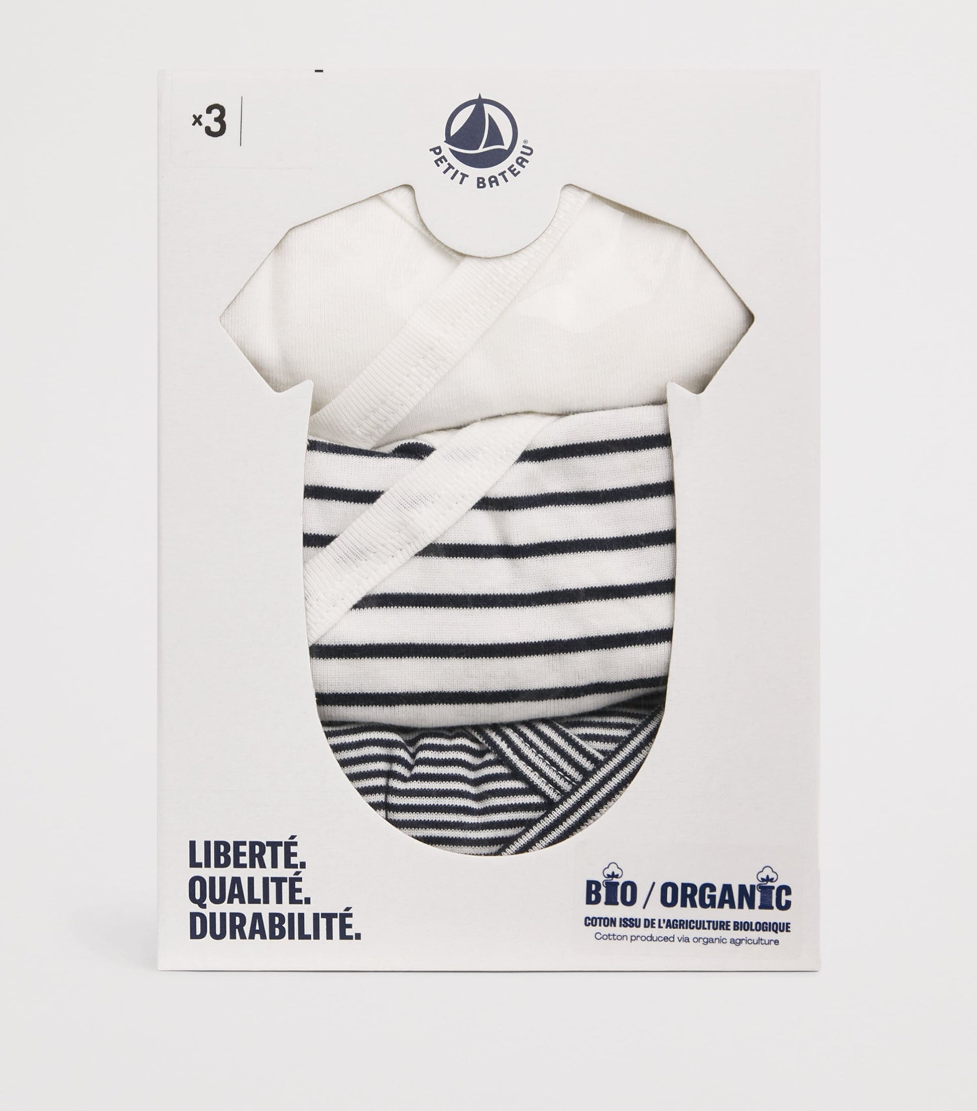 Petit Bateau Set of 3 Cotton Bodysuits (Newborn - 12 Months)